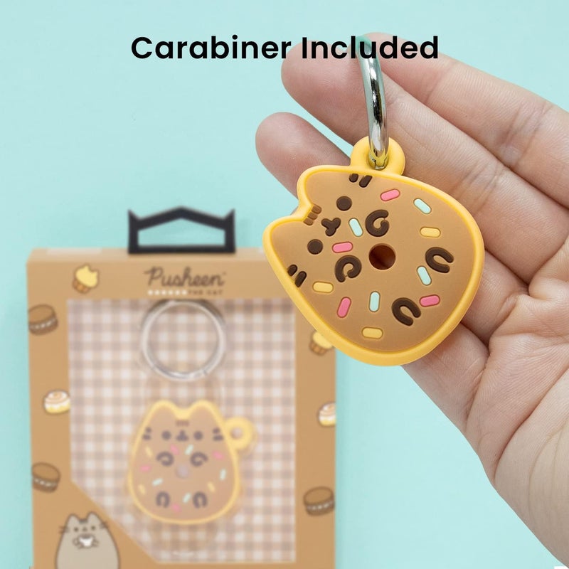iFace x Pusheen Café Series Silicone Protective Cover [ Compatible with Apple AirTag][Cute Character Case] [Carabiner Keychain Clip Included] - Donut - Image 2